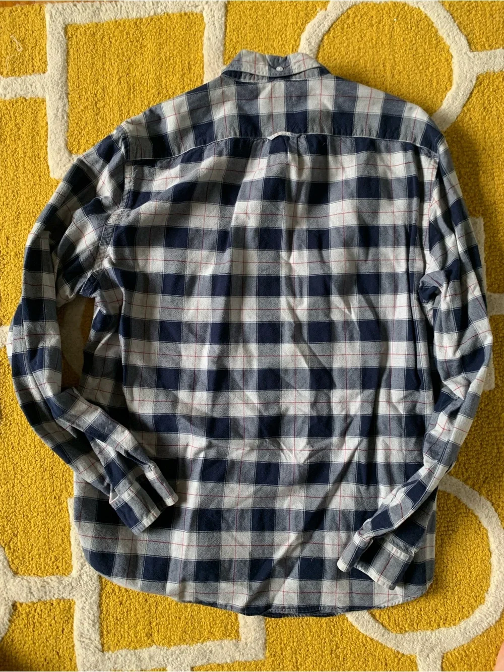 J. Crew Navy and Gray Plaid Button-Down Shirt
